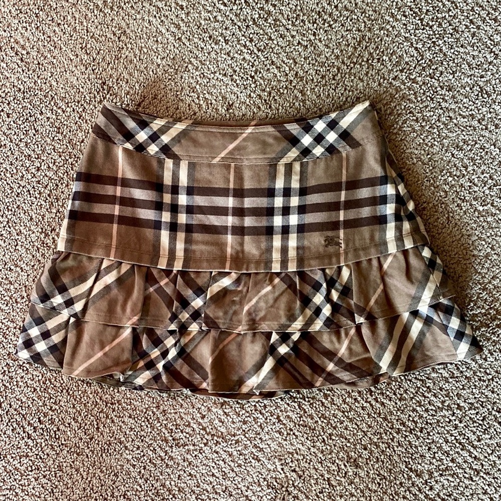 Authentic Burberry Blue Label Japan plaid tiered mini skirt 38 or 4